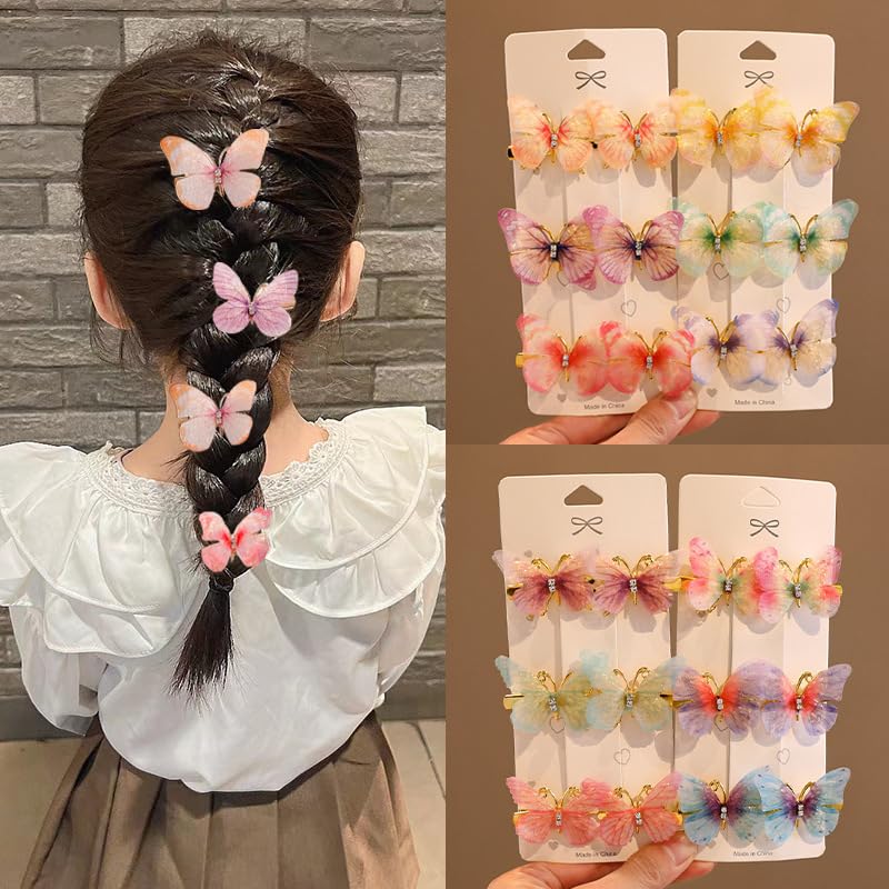 Samyak 6-Piece Butterfly Hair Clips Set for Kids, Girls & Women - Colorful Hair Barrettes, Grips & Claws - Perfect for School, Parties & Everyday Styling