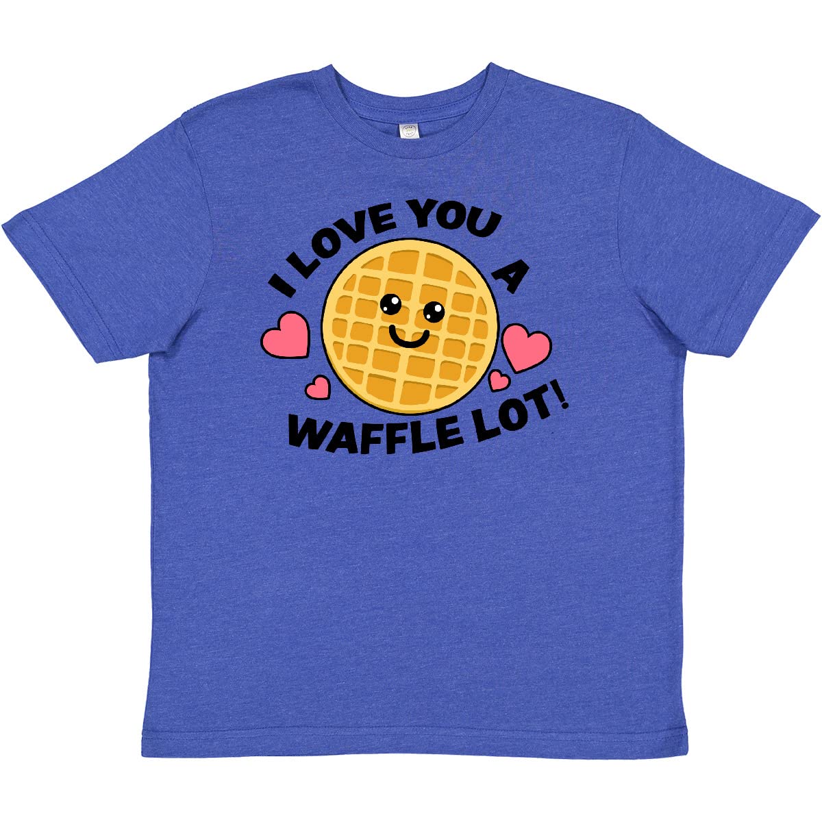 Inktastic 'I Love You a Waffle Lot' Cute Happy Waffle Graphic Youth T-Shirt - Perfect for Valentine's Day, Family Matching Outfits & Breakfast Lovers