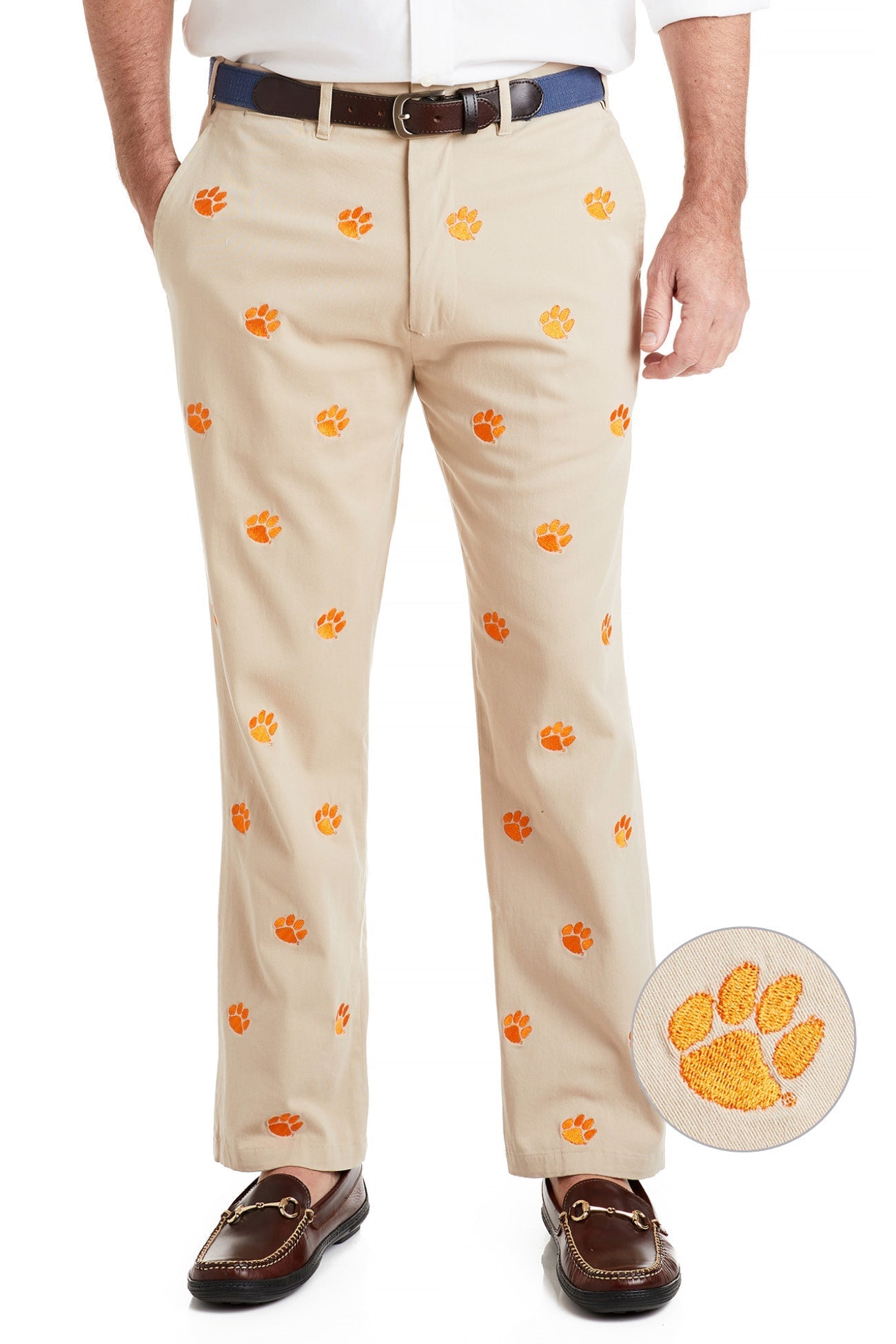 Clemson Collegiate Stretch Twill Pants for Men - Comfortable Khaki Casual Trousers for School, Work & Everyday Wear