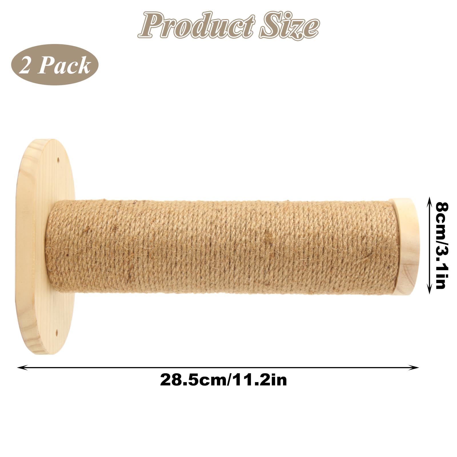 2 Pack Cat Wall Steps - 11.8 Inch Climbing Shelves with Jute Rope for Indoor Cats | Wall-Mounted Cat Furniture for Playing, Climbing & Scratching | Perfect for Small Spaces & Cat Exercise