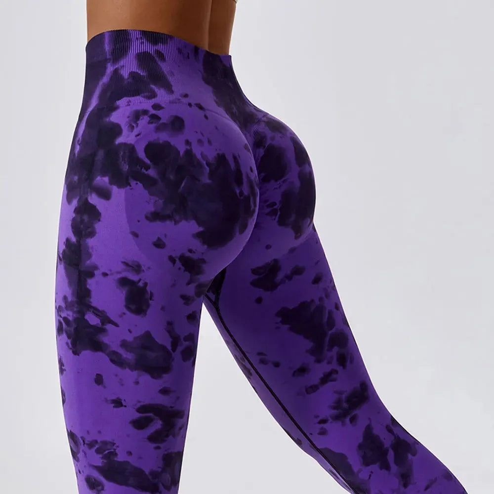 Seamless Tie-Dye Yoga Pants for Women - High Waist Workout Leggings, Push Up Gym Tights, Fitness & Running Sports Wear - Perfect for Yoga, Pilates, Gym and Casual Wear