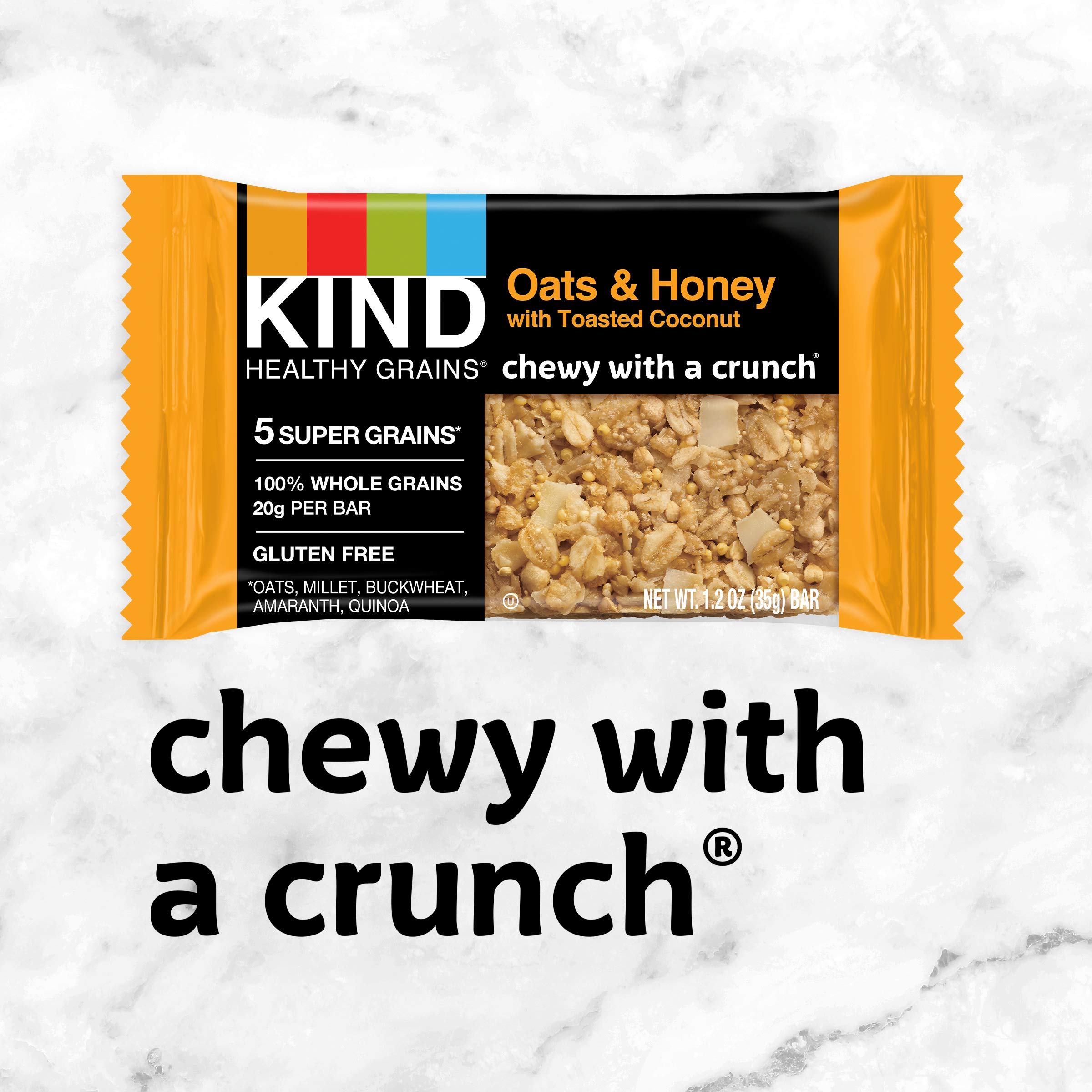 KIND Healthy Grains Oats & Honey with Toasted Coconut Bars - Gluten Free Snack Bars, 1.2oz (40 Count) | Perfect for On-the-Go Breakfast, Office Snacks & Healthy Travel Food