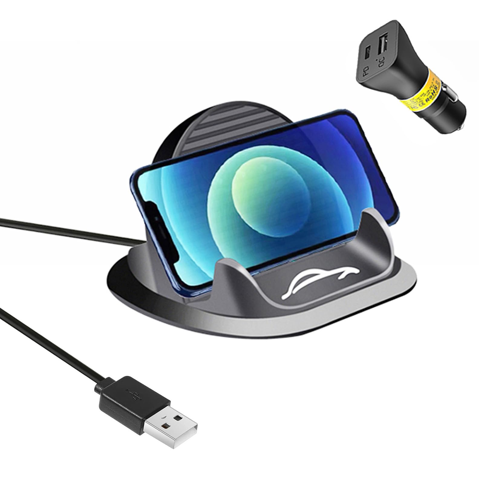 POLMXS Fast Wireless Car Charger Mount - 15W Qi-Certified Charging Pad & Phone Holder for Galaxy S21/S20/S10/S9/S8 & Note 10 - Non-Slip Dashboard Stand for Safe Driving Charging