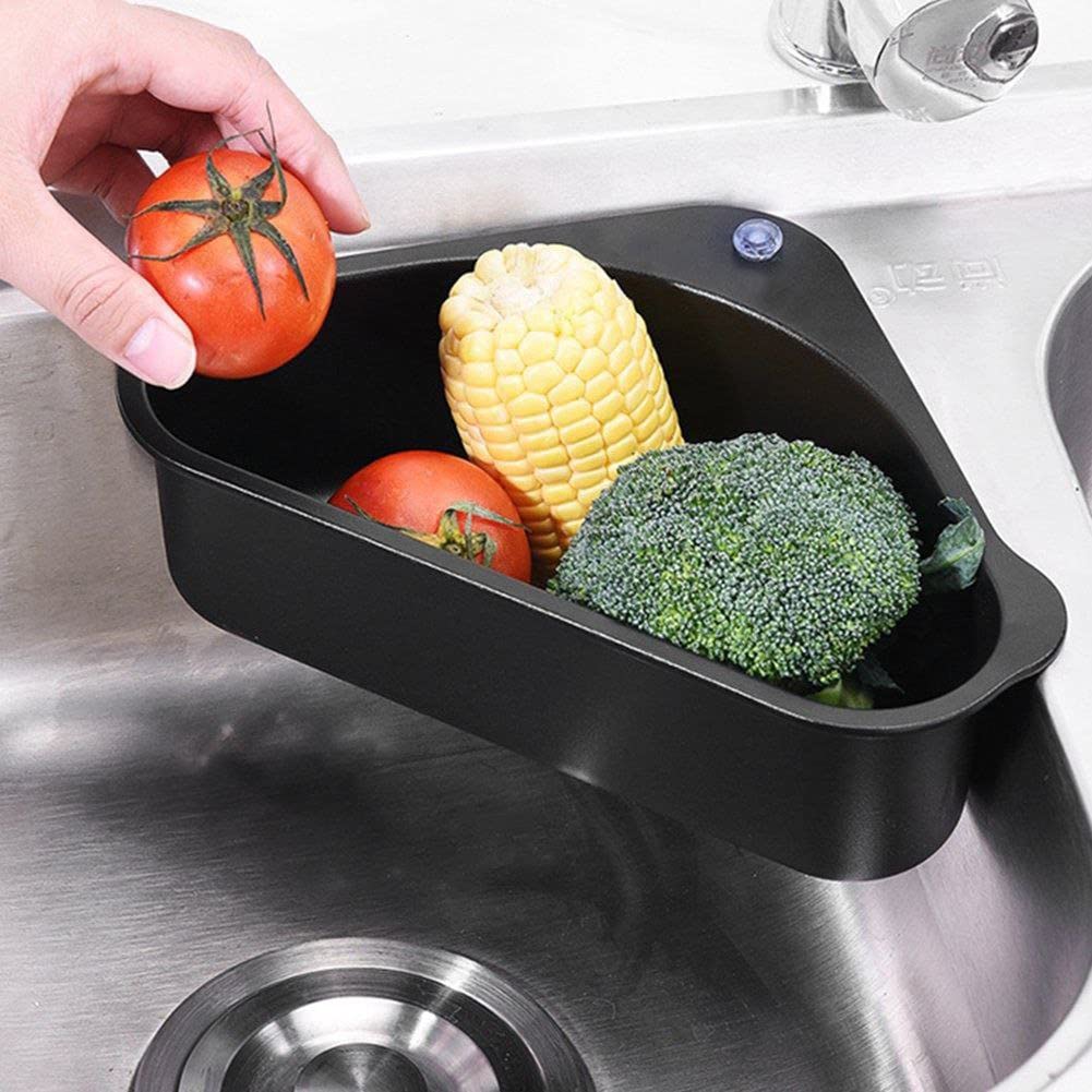 ROY ENTERPRISE 3-in-1 Kitchen Sink Organizer - Dish Soap, Sponge & Brush Holder - Black Plastic Sink Caddy for Dishwashing Liquid, Cleaning Cloths & More - Perfect for Kitchen Countertop Organization & Small Space Storage