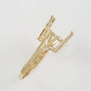 14K Solid Gold 9mm-15mm Round 4 Prong Pre-Notched Blank Ring Shank Setting - Size 7 (143-496) - Perfect for Custom Engagement Rings, Wedding Bands & Jewelry Making