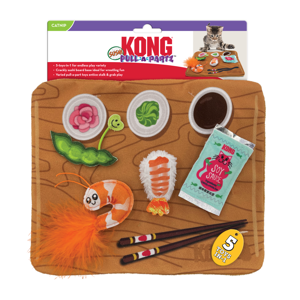 Kong Cat Sushi Toy - Interactive Pull Apart Catnip Toy for Kittens & Adult Cats - Fun Playtime & Stress Relief for Indoor Cats - Perfect for Play, Training & Bonding