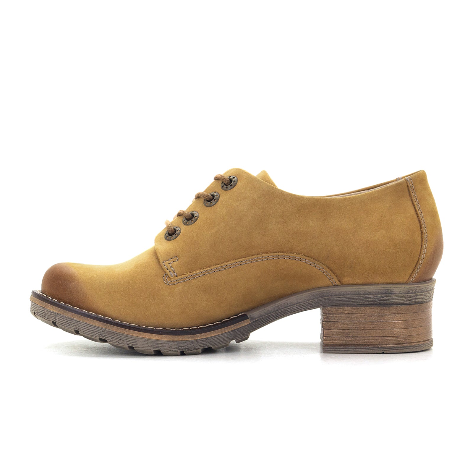 Dromedaris Kaley Women's Heeled Lace Up Boots in Ocre - Stylish & Comfortable Ankle Boots for Fall Fashion, Date Night & Office Wear