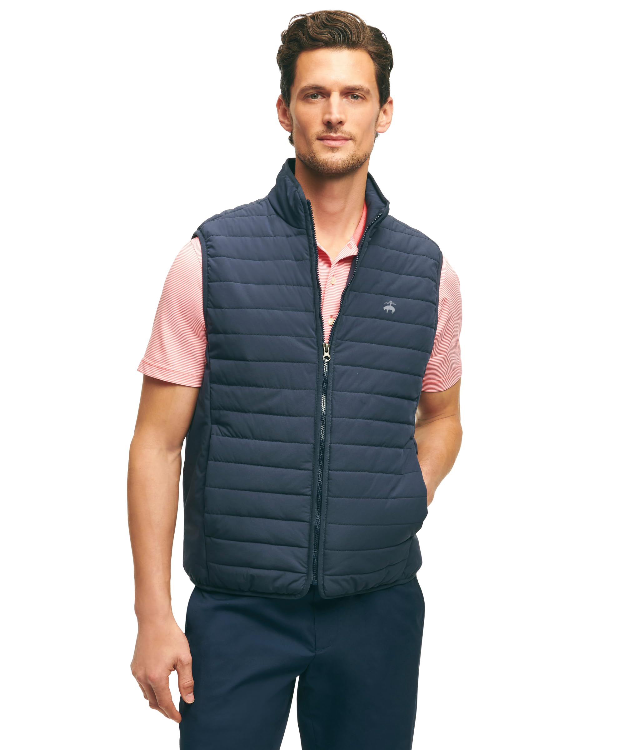 Brooks Brothers Men's Quilted Golf Vest - Lightweight Puffer Jacket for Golfing, Outdoor Sports & Casual Wear | Water-Resistant & Warm Winter Apparel