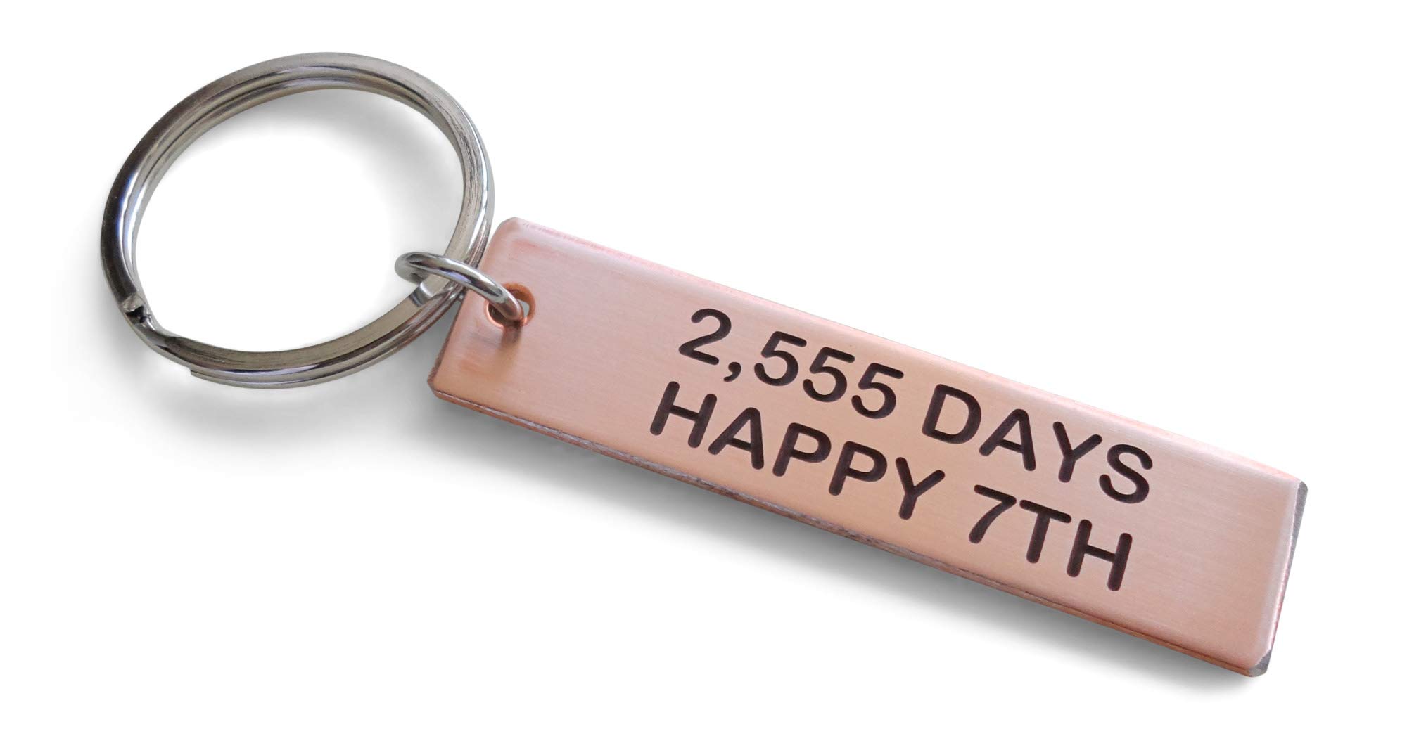 Handmade Copper Anniversary Keychain - Personalized Engraved '2,555 Days, Happy 7th' - Romantic 7 Year Couples Gift for Him & Her - Perfect for Anniversaries, Valentine's Day & Special Occasions