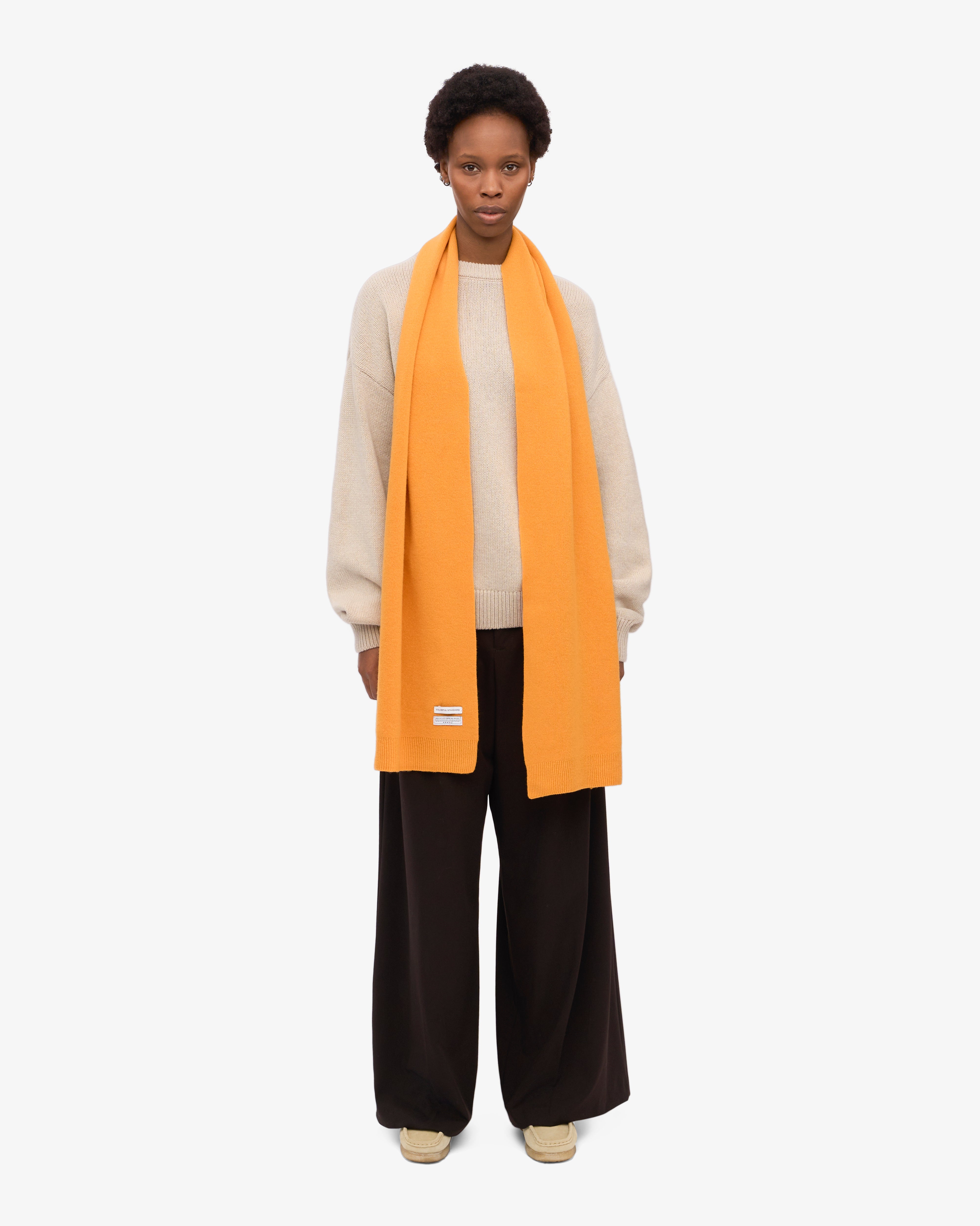 Premium Merino Wool Scarf - Soft & Warm Winter Accessory in Burnt Yellow - Perfect for Cold Weather & Outdoor Activities