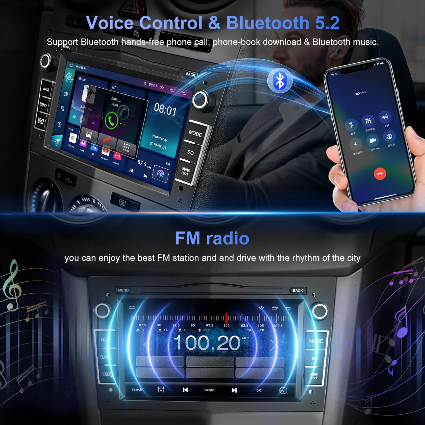 Android 13 Car Stereo for Opel/Vauxhall Corsa Astra Antara - 7 Inch 2GB RAM 32GB ROM Touchscreen Head Unit with Wireless CarPlay & Android Auto, Bluetooth, GPS, WiFi, Backup Camera & Voice Control - Perfect for Hands-Free Driving & Navigation