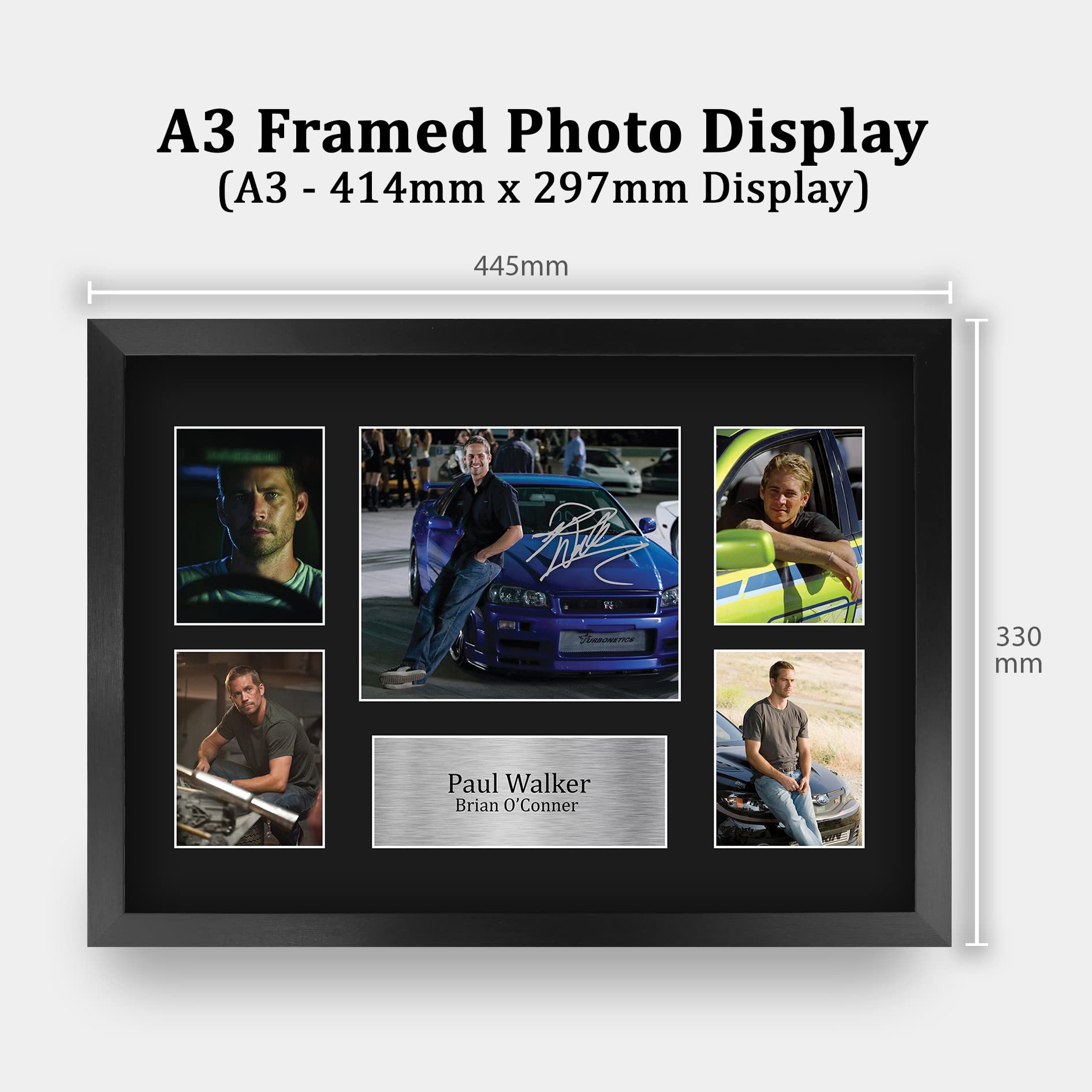 Fast & Furious Paul Walker Autographed A3 Framed Photo - Signed Memorabilia for Movie Fans - Perfect for Home Theater, Man Cave & Gift Giving