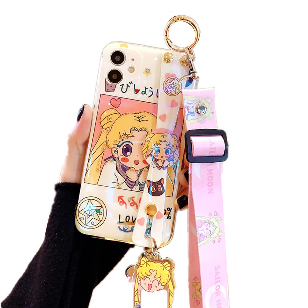 Sailor Moon iPhone XR Case - Cute Anime Cover with Wrist Strap for Girls