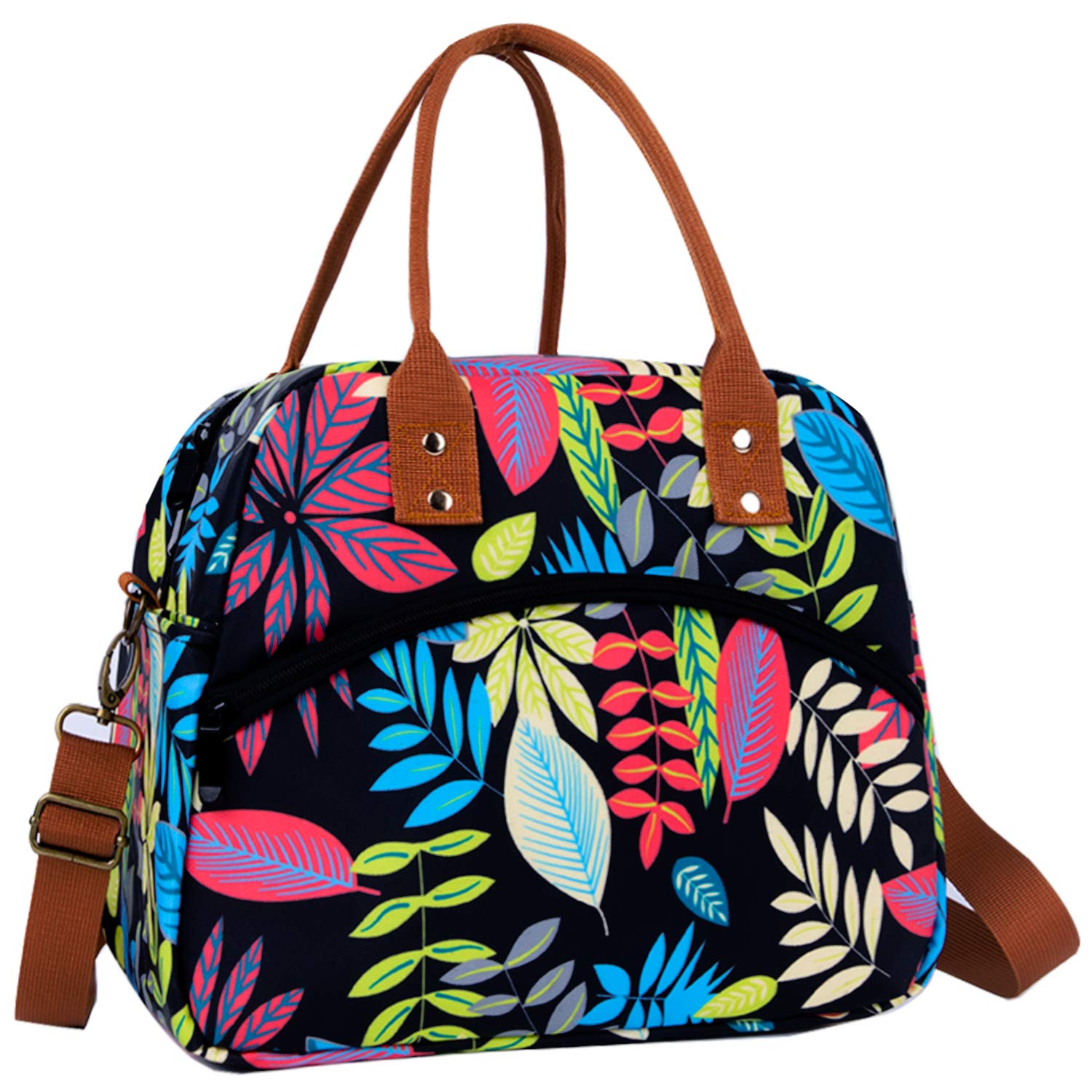 Insulated Lunch Bags for Adults - Reusable Cooler Tote with Adjustable Shoulder Strap for Work, School & Picnic - Perfect for Meal Prep & Food Storage - Leaf Design (Ideal for Office, College, Hiking & Outdoor Activities)