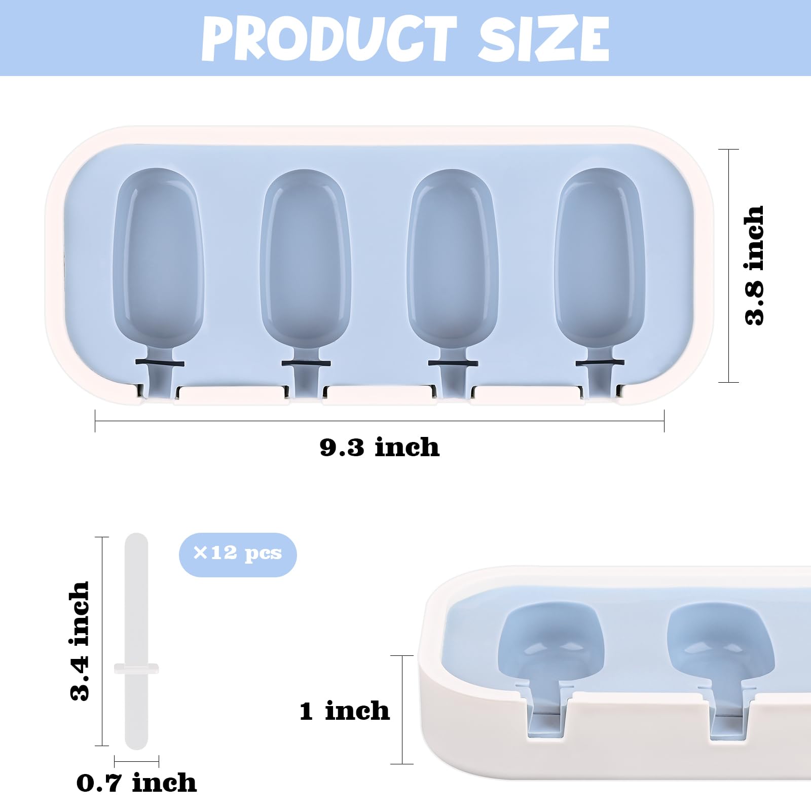 WMKGG 1.2 oz Mini Popsicle Silicone Molds for Kids - 2 Pack Classic Homemade Ice Pop Molds with Sticks & Lid, Stackable BPA-Free Ice Cream Molds for Summer Treats, Birthday Parties & Family Fun