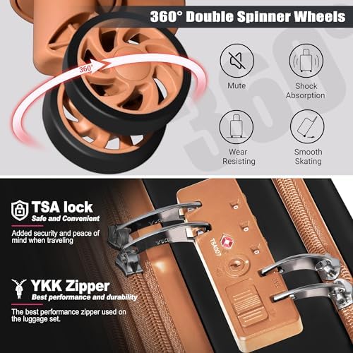 SmileLine 3-Piece Lightweight Hardside Luggage Set with TSA Lock & Spinner Wheels - 20