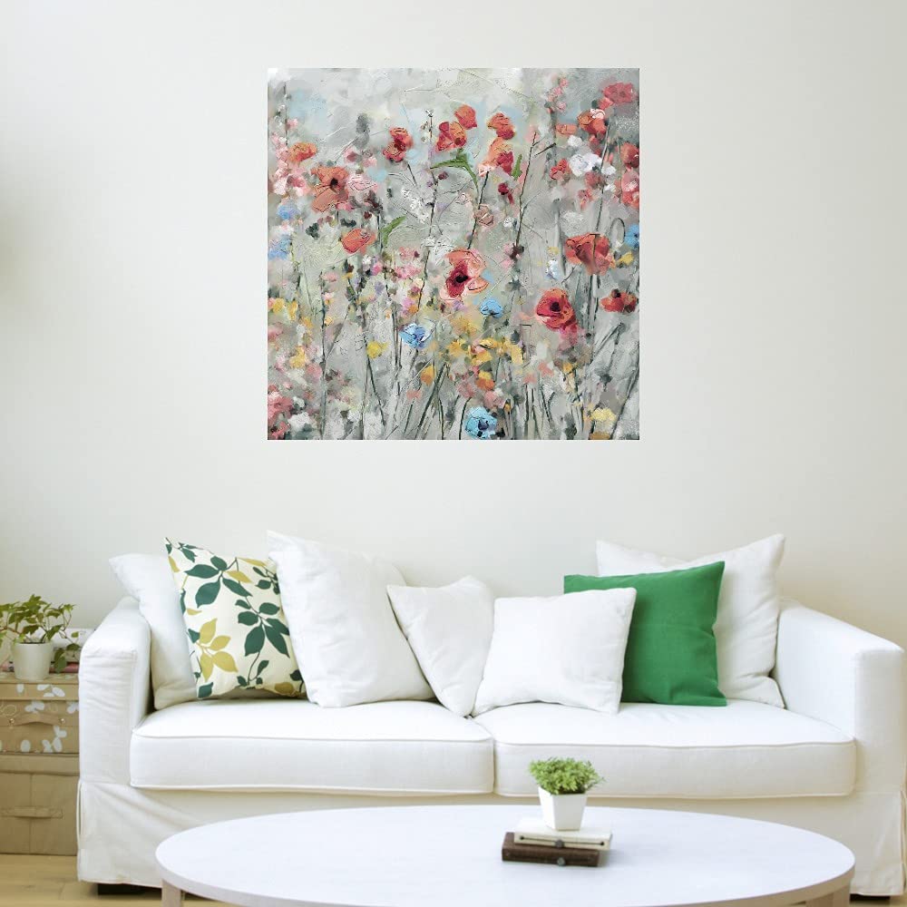 Botanical Wall Art Canvas - 37x37 Inch Floral Plant Prints for Bathroom & Bedroom Decor, Country Spring Landscape Painting by Artist Studio Arts - Perfect for Farmhouse, Boho & Modern Home Decor