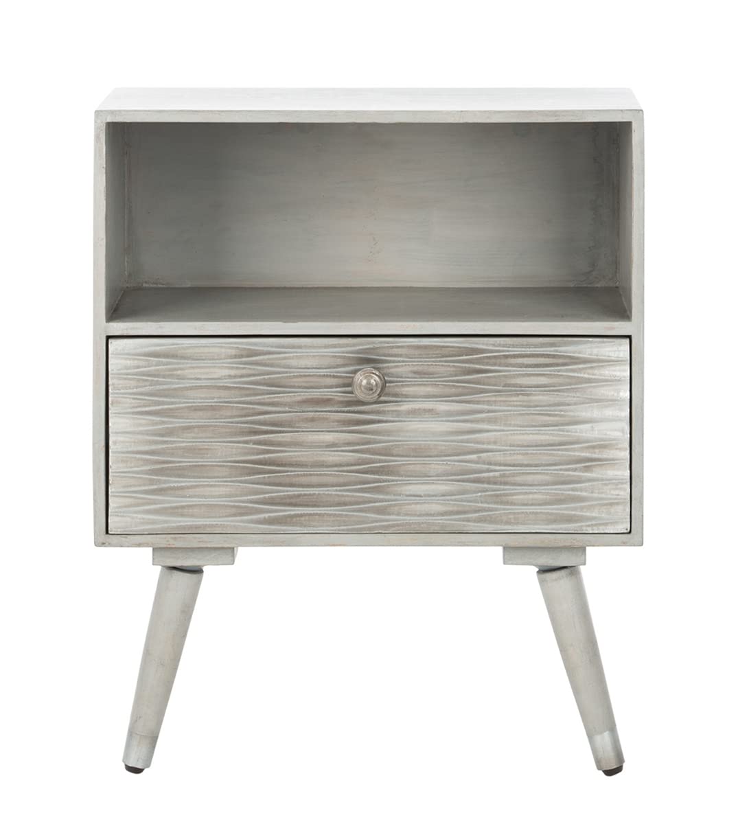 Safavieh Brandy Modern Grey Walnut Nightstand with 1 Drawer - Stylish Bedside Table for Bedroom, Guest Room & Apartment Decor