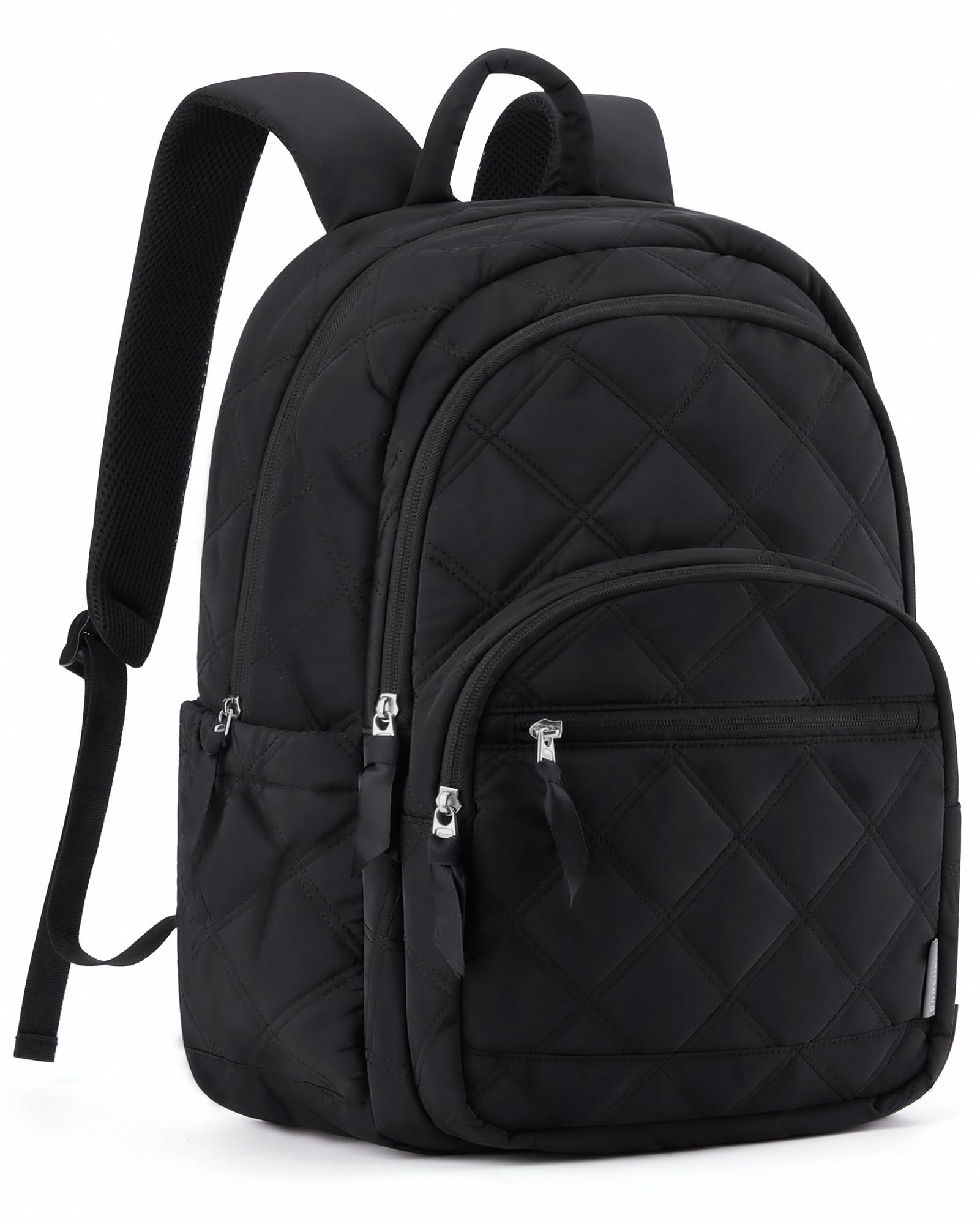 BAGSMART Quilted Water-Resistant Laptop Backpack for Women - 15.6 Inch Travel & College Bookbag, Casual Computer Bag (Black) - Perfect for Work, School & Daily Commute