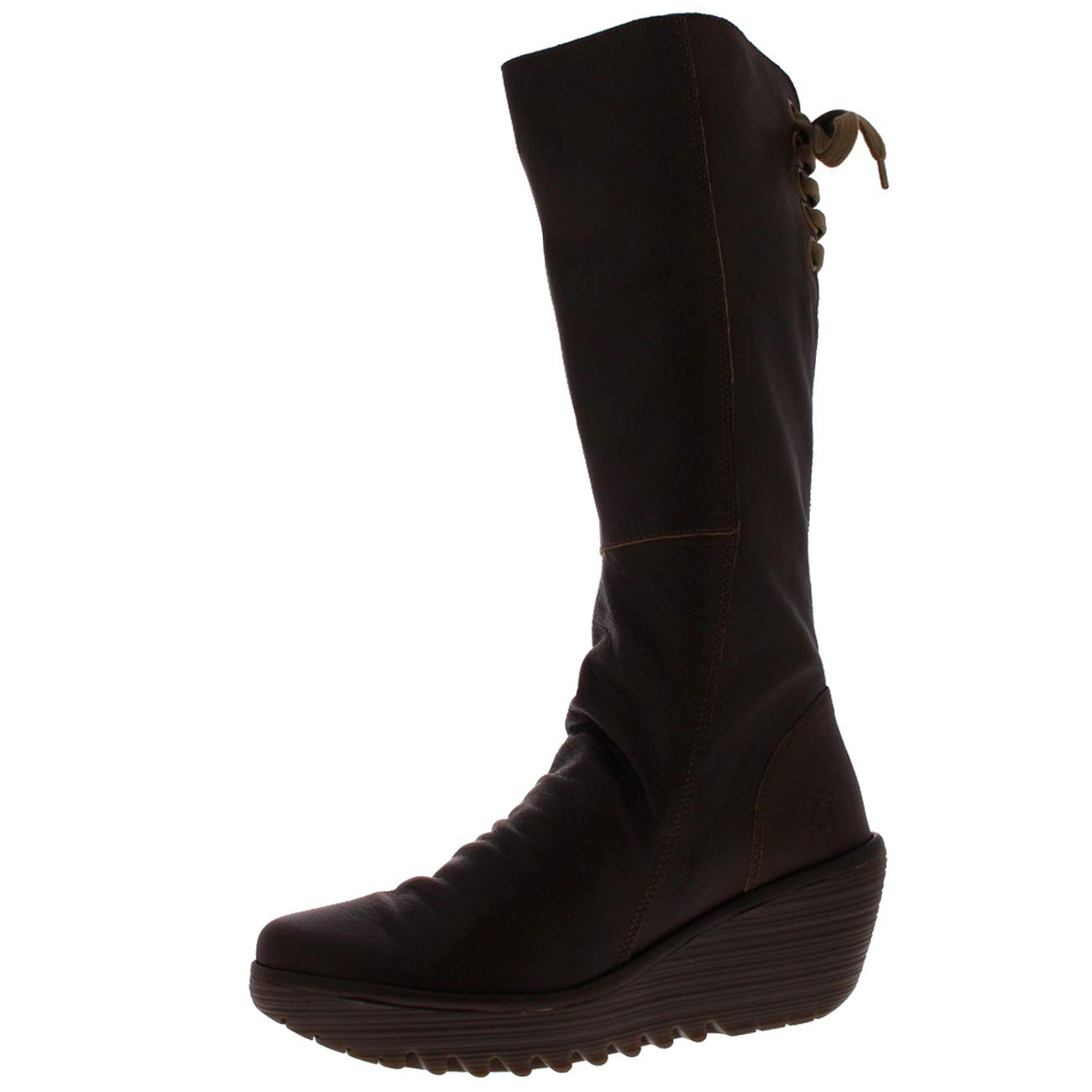 Women's Fly London Yust Knee High Wedge Heel Leather Boots - Winter Snow Boots for Women, Comfortable & Stylish - Perfect for Snowy Days, Winter Hiking & Cold Weather Fashion