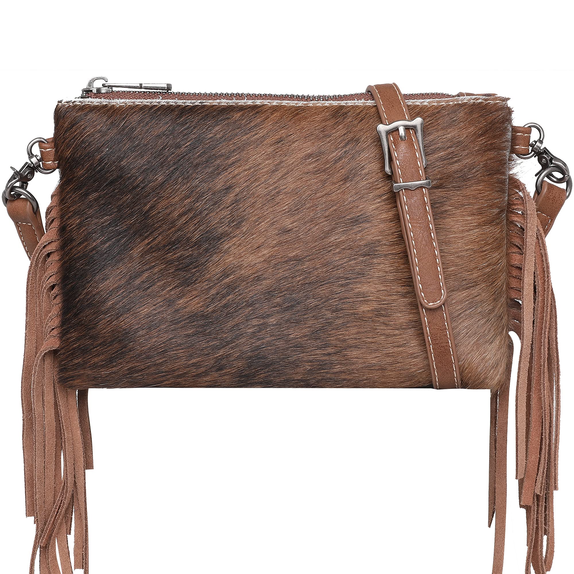 Montana West Genuine Cowhide Leather Crossbody Bag for Women - Western Cowgirl Style Small Clutch Purse with Phone Pocket | Perfect for Rodeo, Concerts & Everyday Use