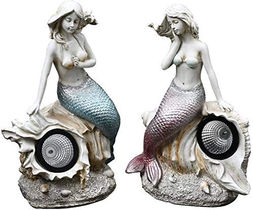 Solar Powered Mermaid Garden Statue - Outdoor Resin Decorative Sculpture with LED Light for Lawn, Patio, and Backyard Decor | Perfect for Garden, Poolside, and Landscape Design