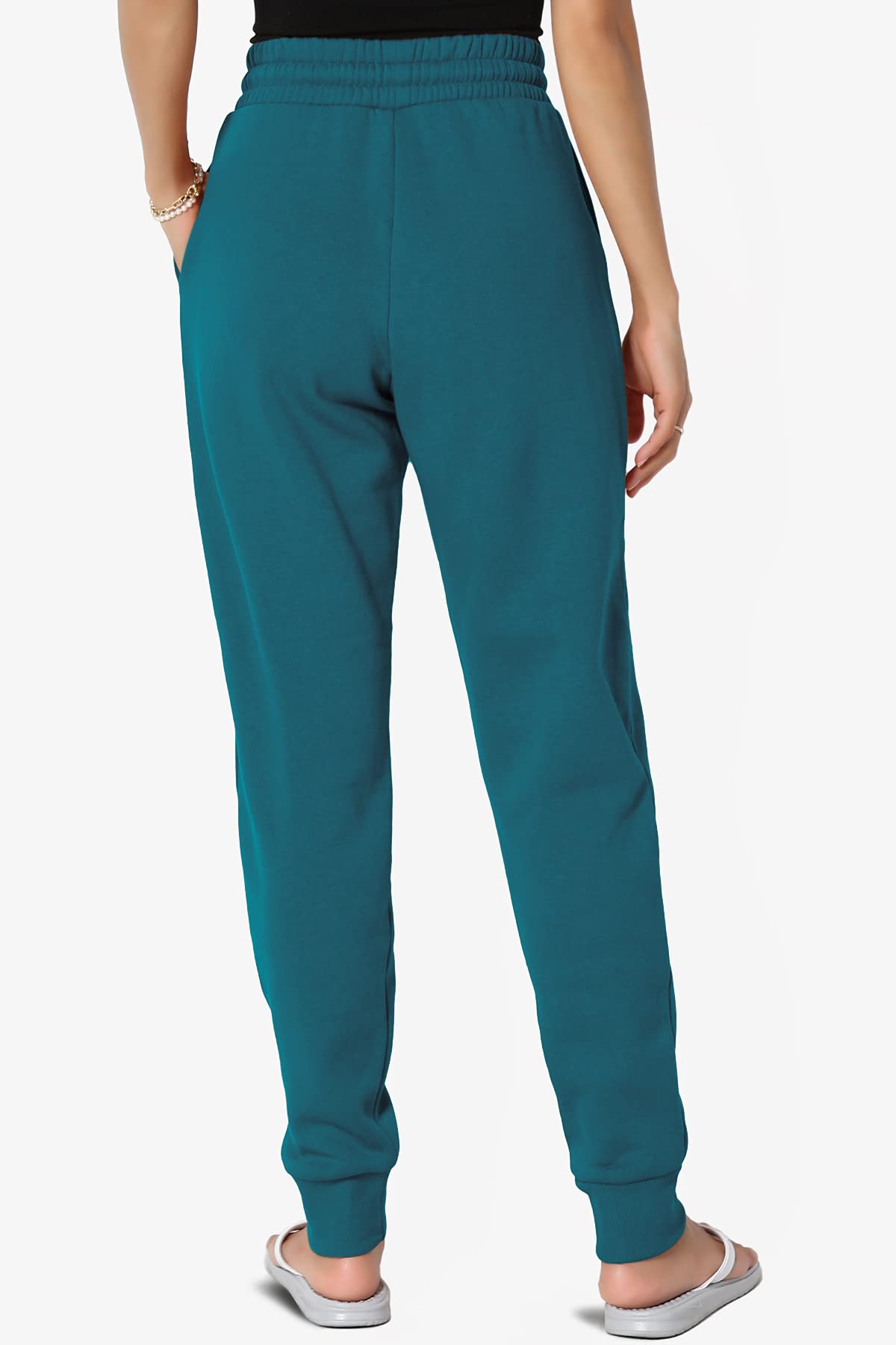 TheMogan Active Lounge Comfy Cotton Blend Drawstring Waist Jogger Sweat Pants for Women - Soft Casual Yoga Pants with Pockets for Running, Travel & Home Relaxation