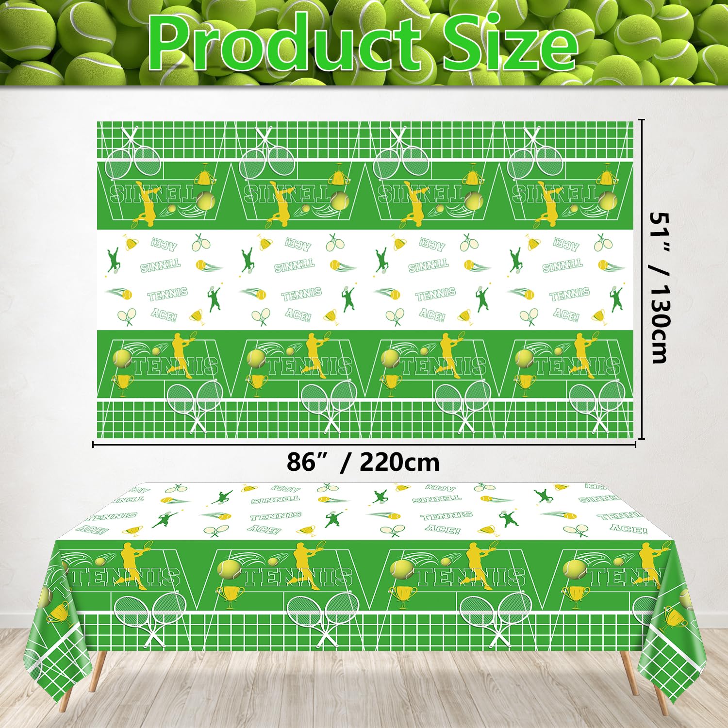 2 Pack Tennis Party Tablecloths - 51x87