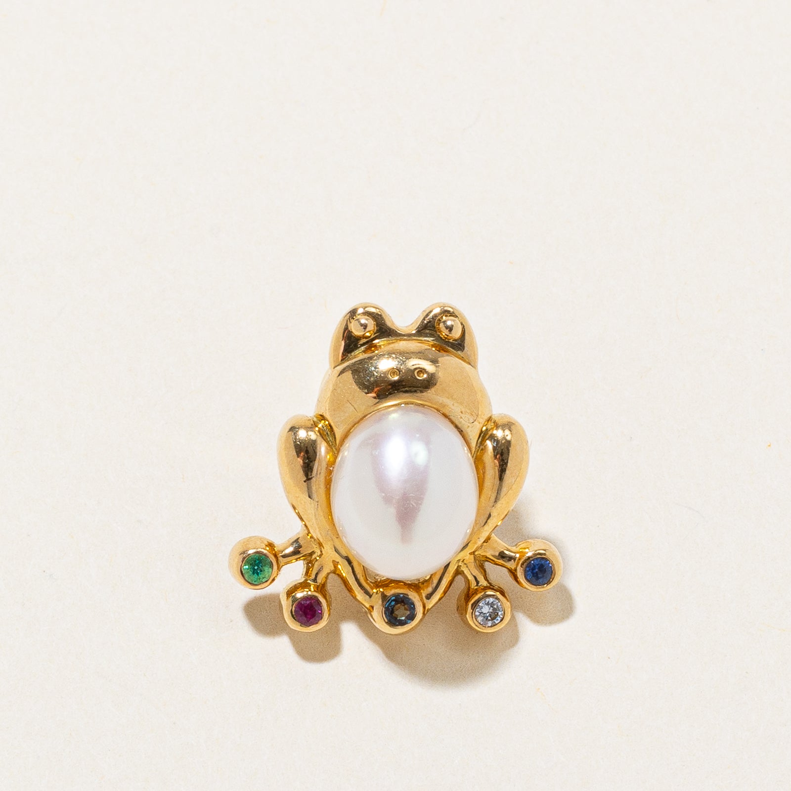 Miwa Multi Gemstone & Pearl Frog Brooch Pin - 0.15ctw Natural Stones - Elegant Jewelry Gift for Women - Perfect for Weddings, Parties & Special Occasions