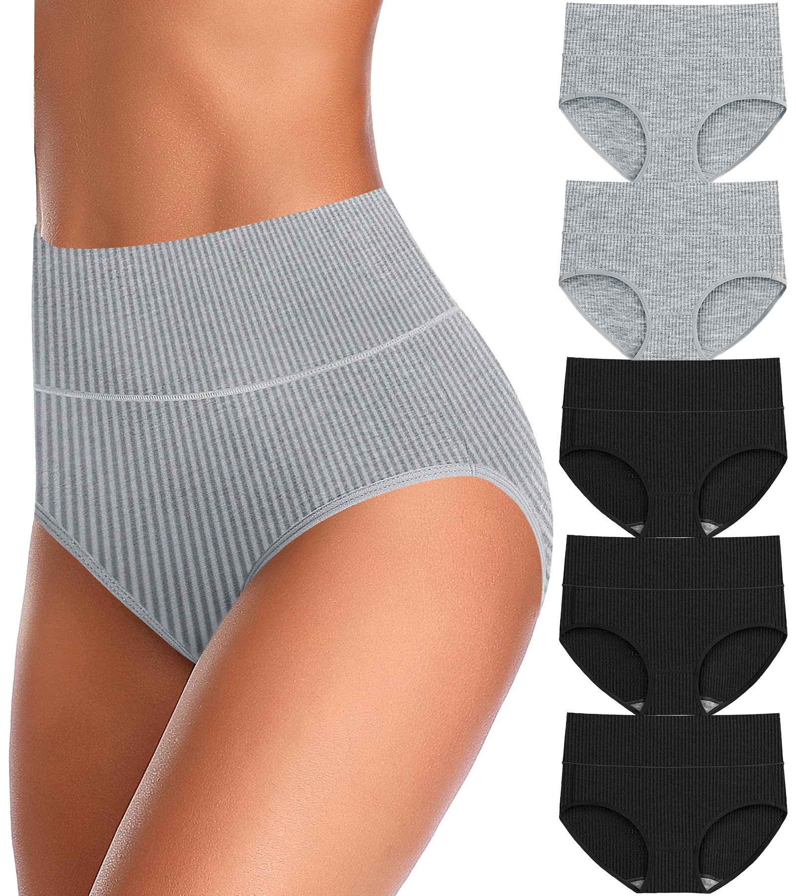 UMMISS Women's Cotton High Waisted Underwear - Tummy Control Panties, Plus Size Full Coverage Briefs for Comfort & Shapewear | Perfect for Everyday Wear, Workout & Postpartum Recovery