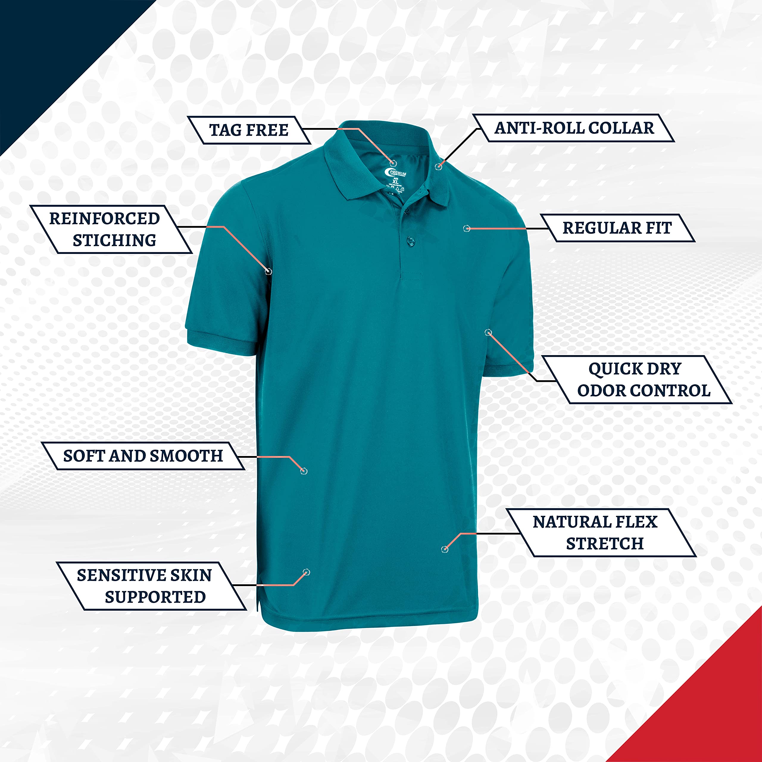 Premium Moisture-Wicking Men's Polo Shirt - Breathable Quick-Dry Performance Tee for Golf, Work & Outdoor Activities