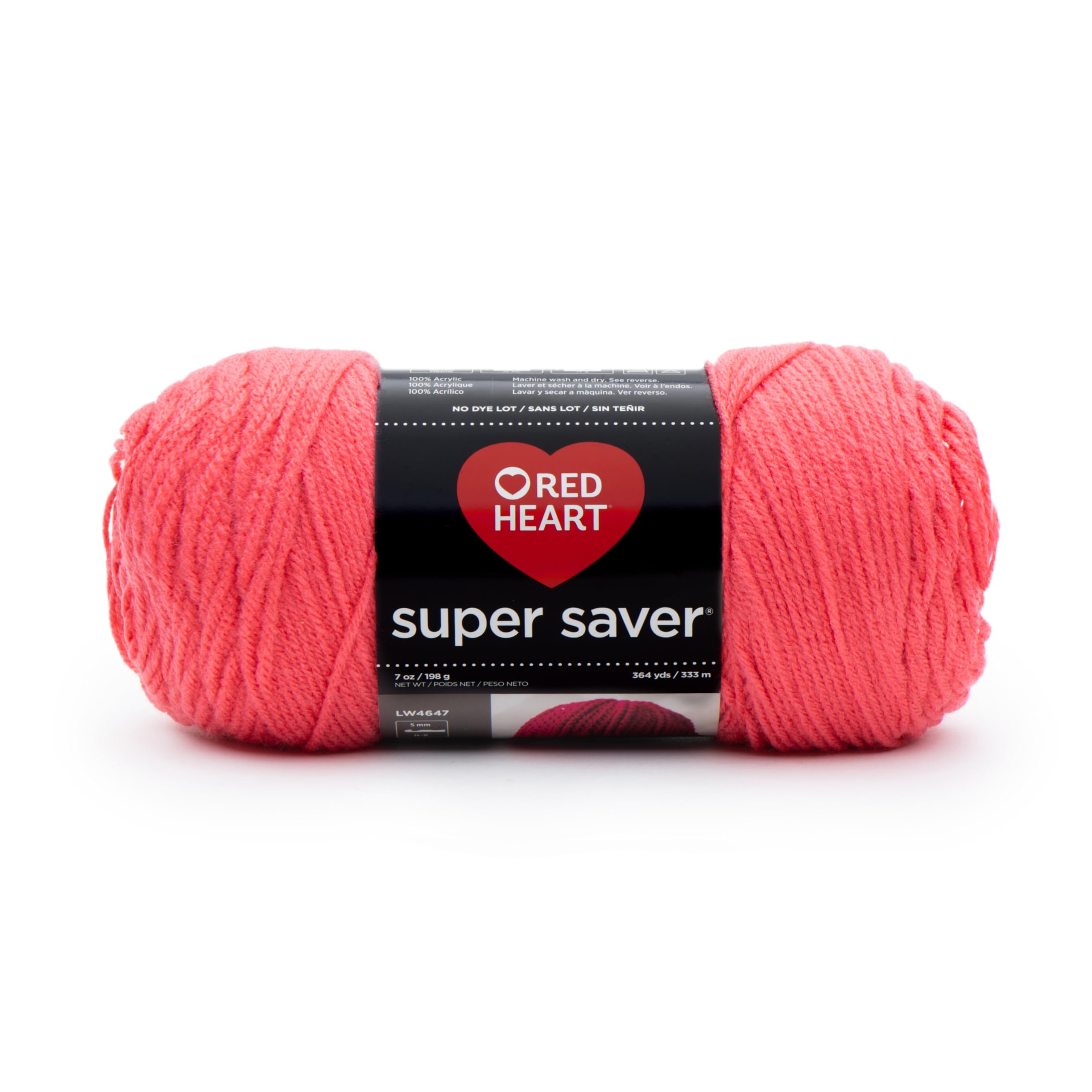 Red Heart Super Saver Yarn - Flamingo Pink (7 oz/198 g) Acrylic Knitting & Crochet Yarn - Perfect for Blankets, Scarves, and DIY Crafts
