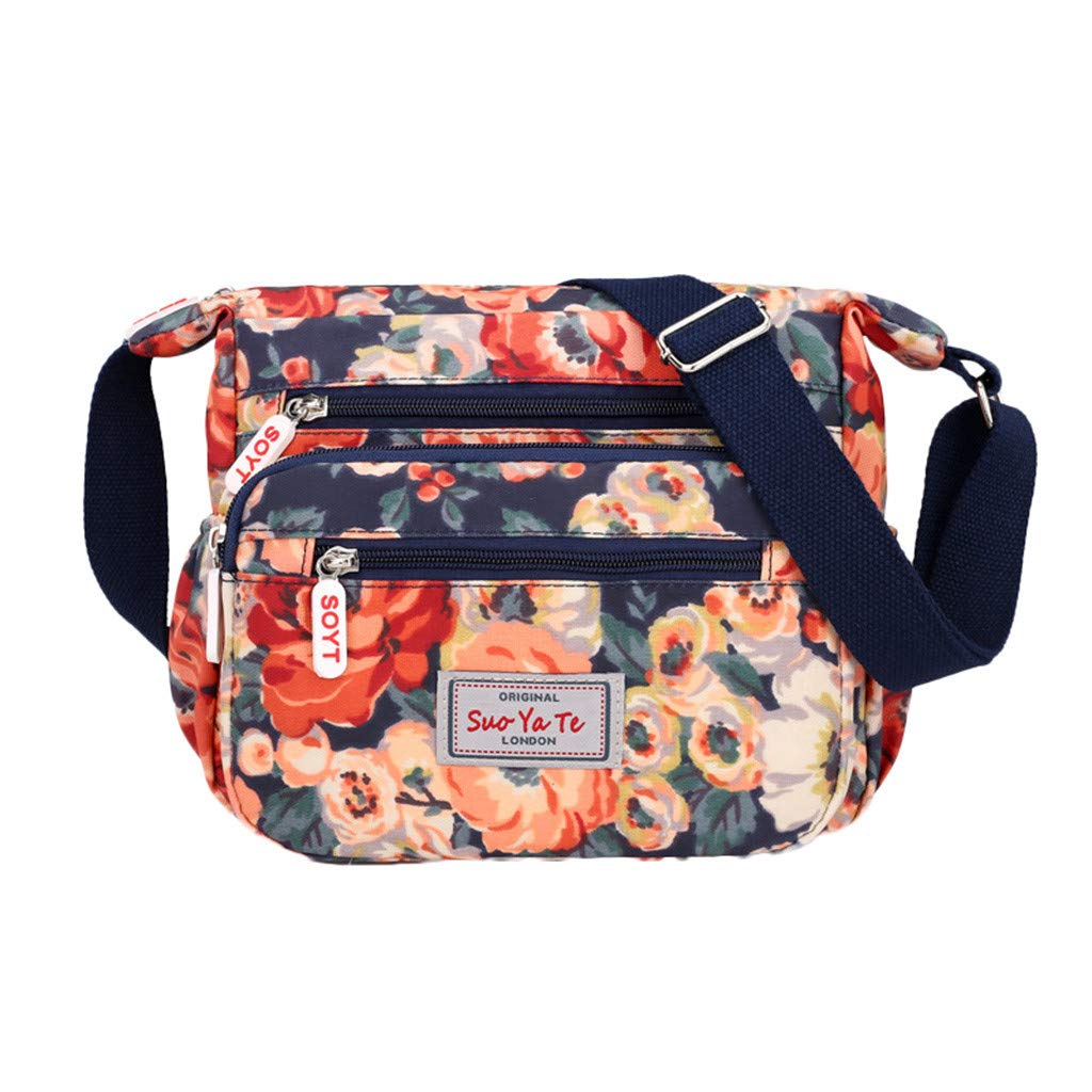 Women's Adjustable Strap Crossbody Bag - Nylon Floral Shoulder Purse for Travel, School & Everyday Use | Lightweight & Durable Handbag for Work, Shopping & Outings