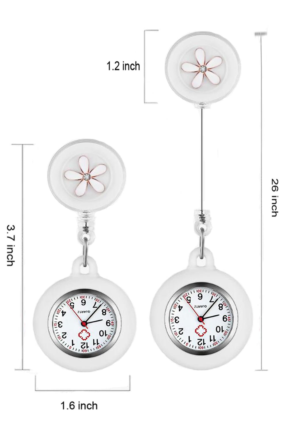 Retractable Nurse Lapel Watch Clip - Waterproof Quartz Watch with Second Hand for Medical Professionals | Ideal for Doctors, Nurses & Healthcare Workers in Hospitals & Clinics