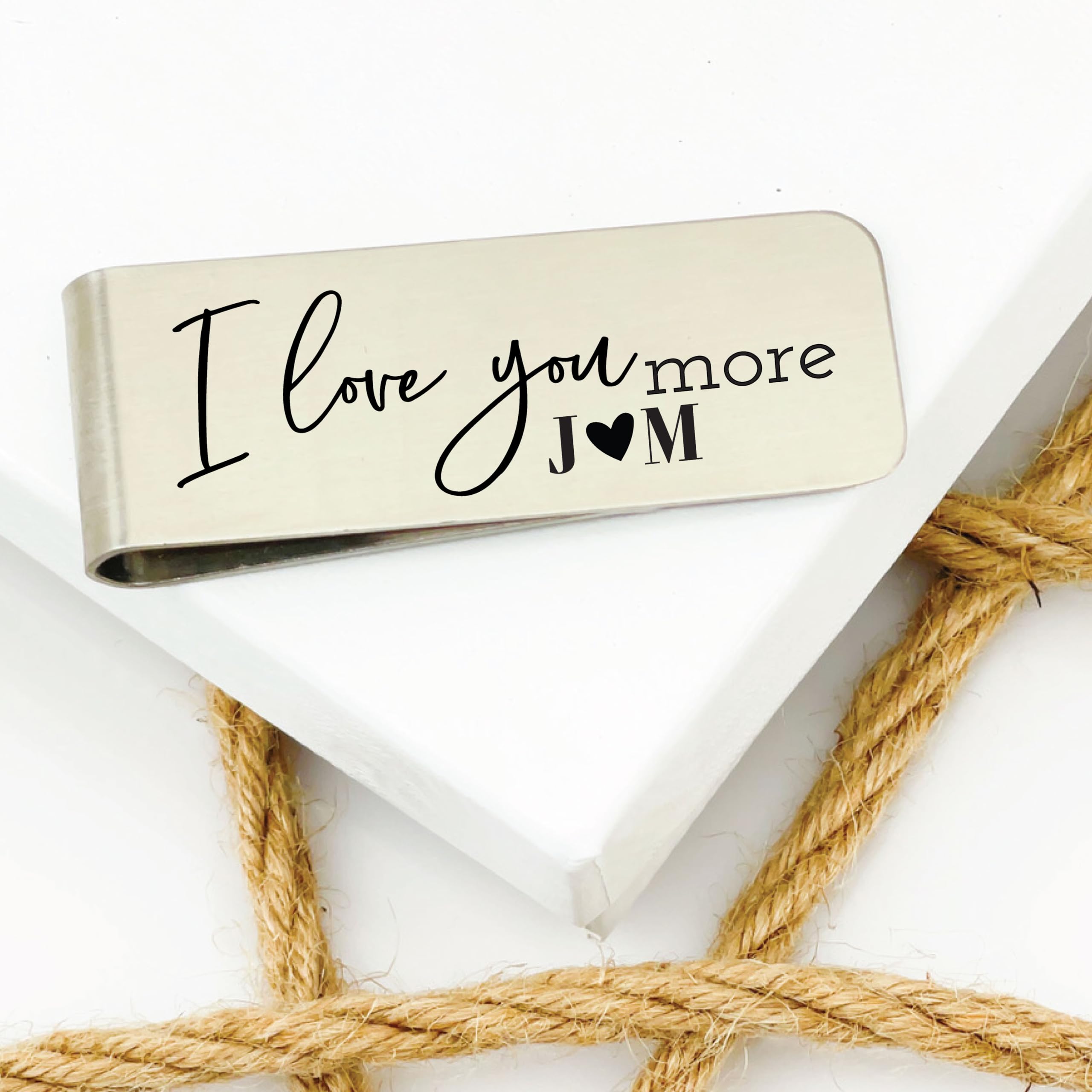 Personalized Love You More Money Clip - Engraved Initials Gift for Husband, Boyfriend & Friends - Stylish Wallet Accessory for Everyday Use & Special Occasions
