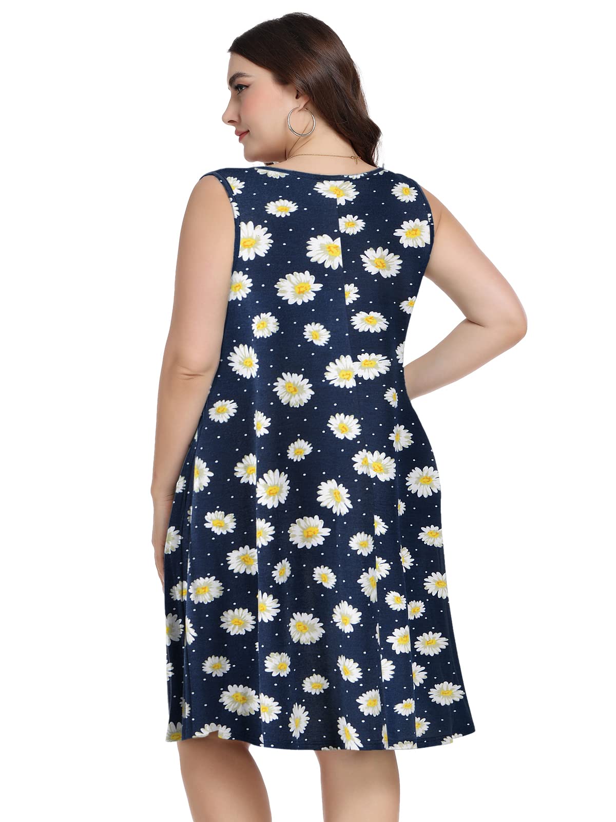 ZENNILO Women's Casual T-Shirt Dress - Plus Size Summer V-Neck Sundress with Pockets | Beach Cover Up, Vacation Outfit & Everyday Wear