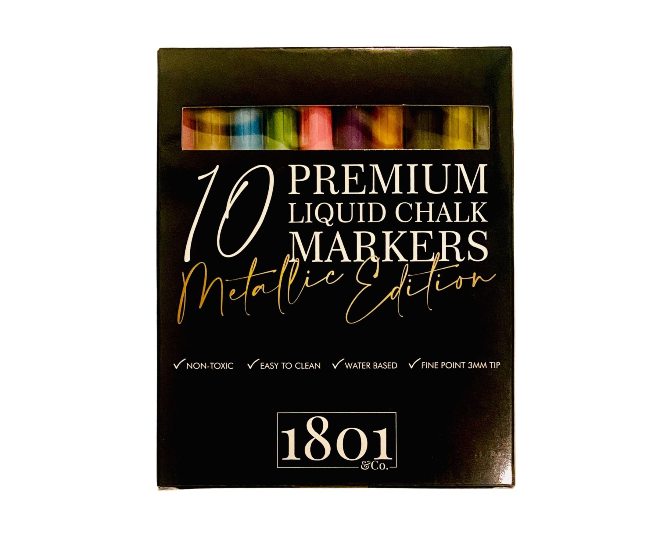 Metallic Liquid Chalk Markers - 6 Pack Vibrant Colors for Whiteboards, Glass, Windows & More - Non-Toxic, Erasable, Perfect for Restaurants, Classrooms, Retail Signs & DIY Projects