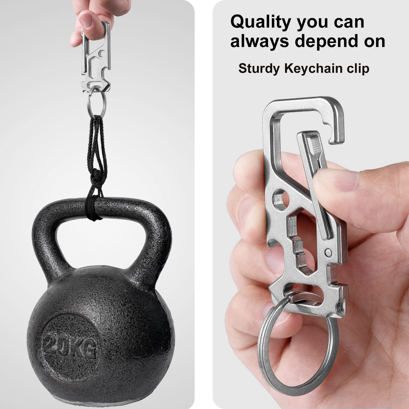 Titanium Emergency Keychain Necklace with Whistle & Carabiner Clip - Multifunctional Survival Tool for Hiking, Camping, and Outdoor Adventures
