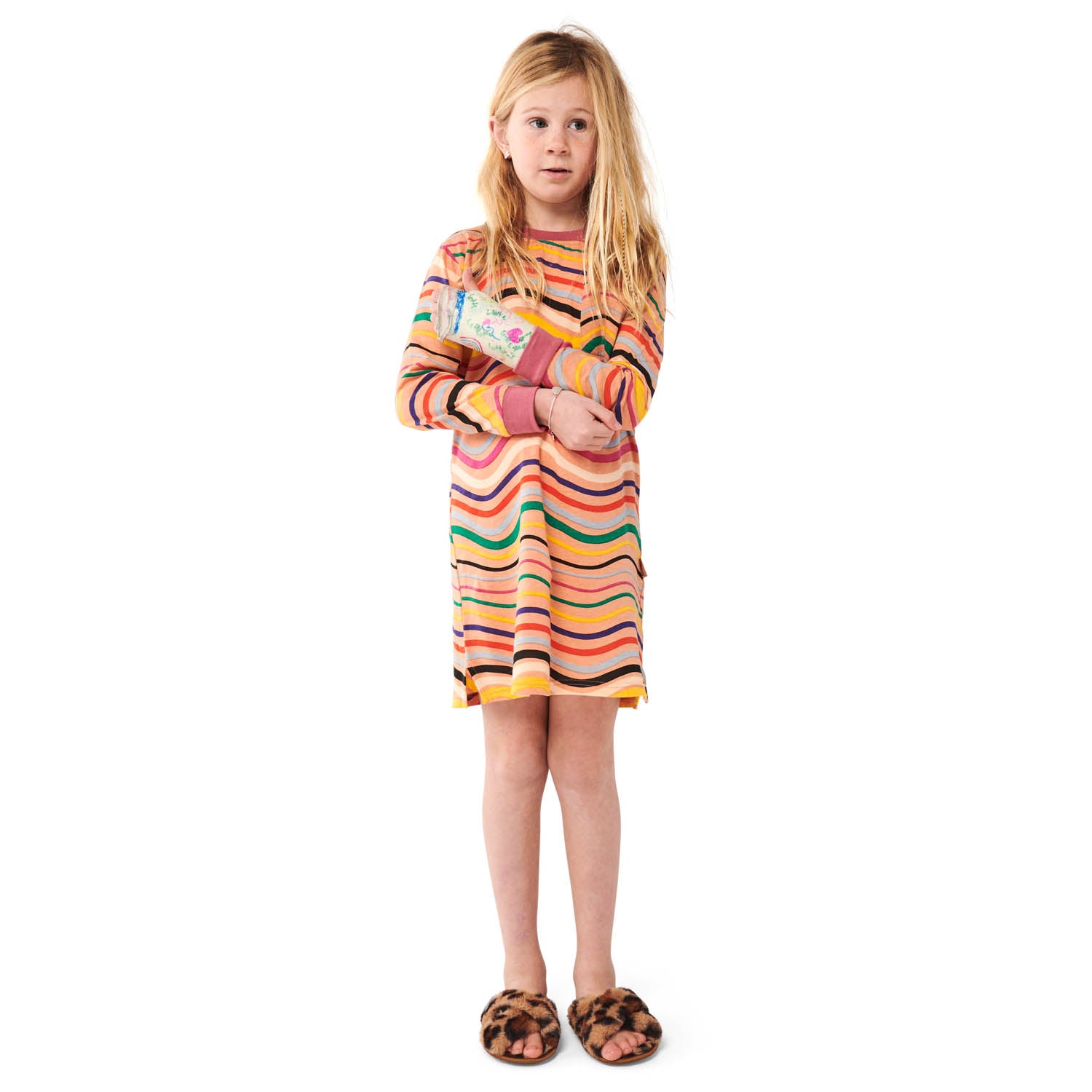 Kip & Co Rainbow Ripple Long Sleeve Nightie - Soft & Comfortable Sleepwear for Women, Perfect for Cozy Nights & Relaxing at Home