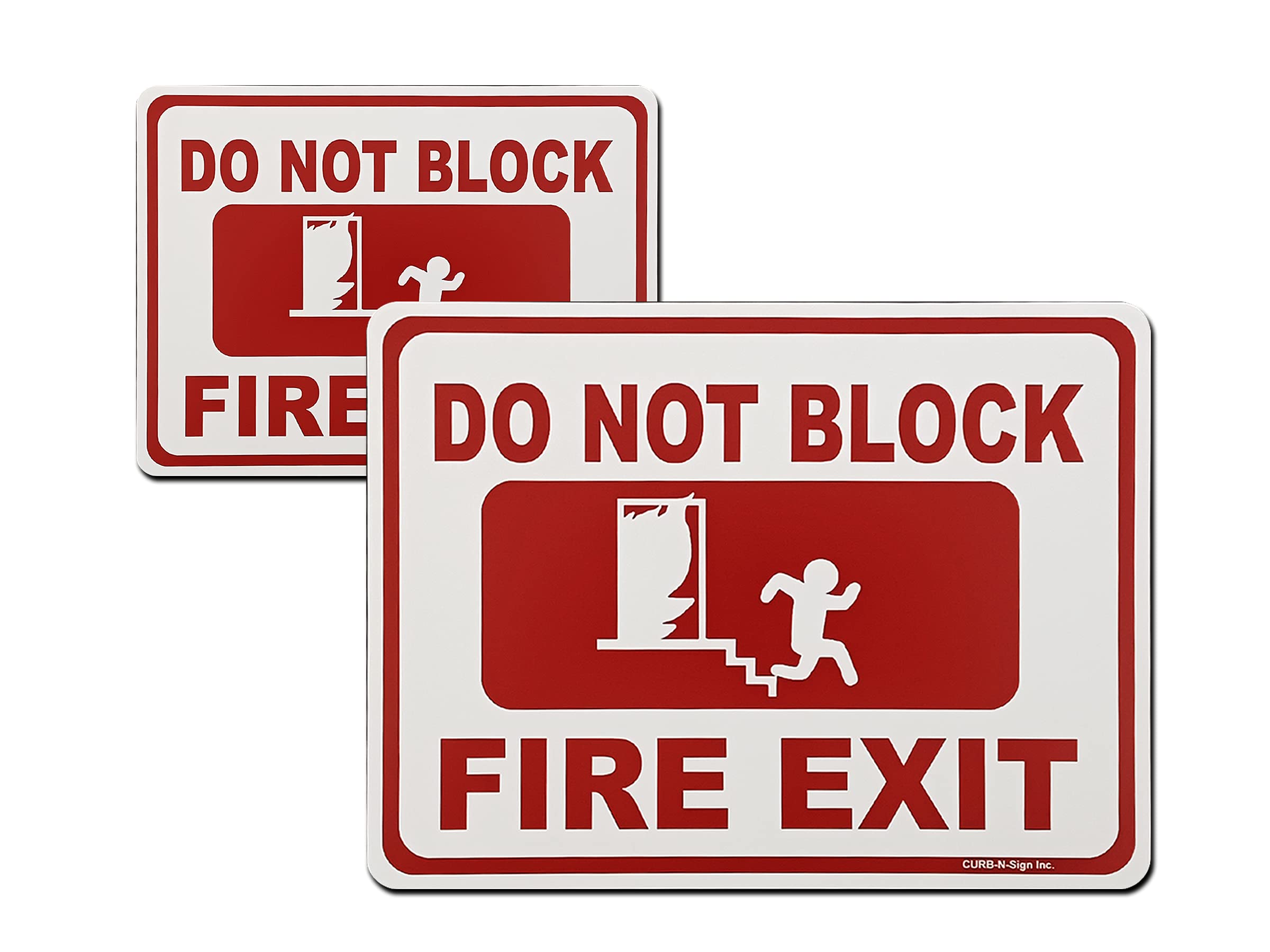 Fire Exit Do Not Block Sign - Large Vinyl Decal (2 Pack) - Easy Peel & Stick Removable Sticker for Doors, Windows & Walls - OSHA Compliant Safety Warning Label for Offices, Warehouses & Public Buildings
