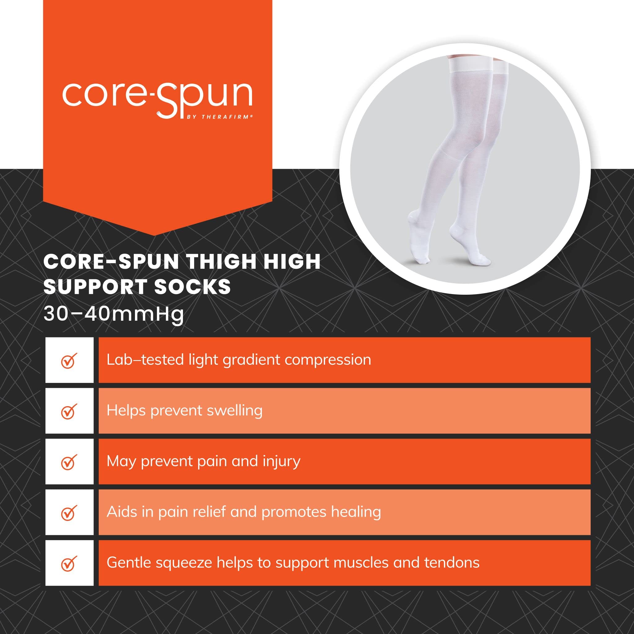 **30-40mmHg Firm Graduated Compression Thigh High Socks for Women & Men – Medical Support for Varicose Veins, Swelling & Circulation – Perfect for Travel, Running & Long Workdays**