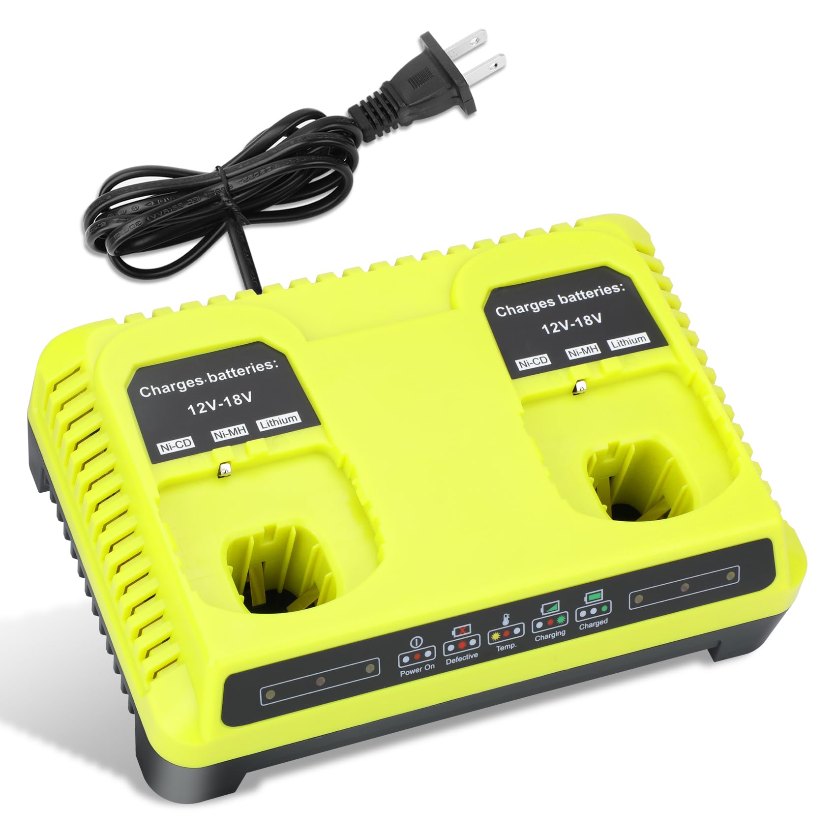 Dual 18V Charger Station for Ryobi 18V Battery - Replacement for P118 Charger | Compatible with ONE+ 18V Lithium/NiCd/NiMH Batteries | Fast Charging for Power Tools, Drills & Outdoor Equipment