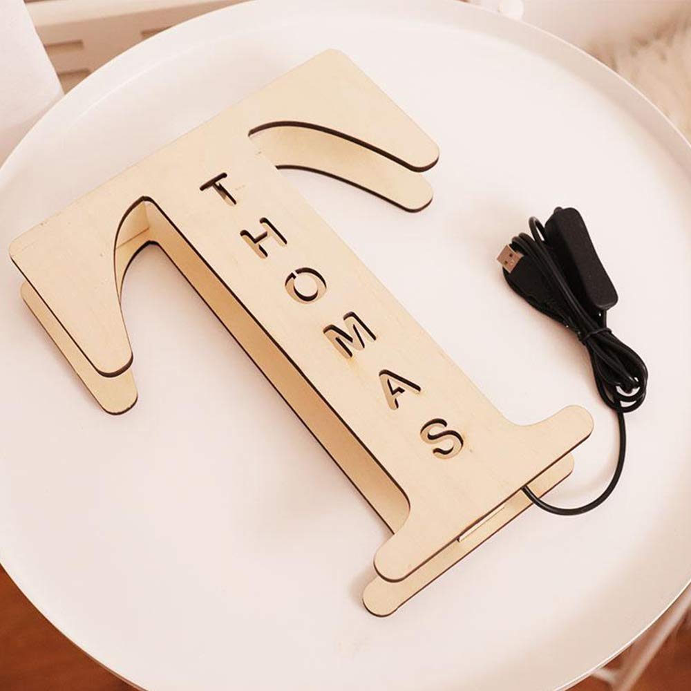Custom LED Marquee Letter Lights - Personalized Wooden Wall Decor for Bedroom, Wedding & Gifts