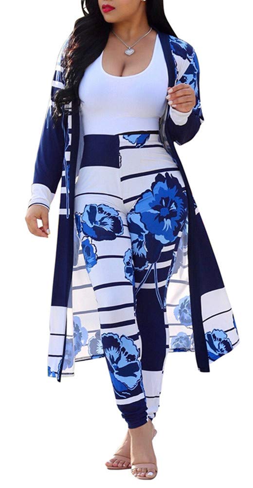 ENLACHIC Women's Floral Print Long Sleeve Cardigan & Pants 2-Piece Outfit Set - Casual Loungewear, Spring Cover Up, Boho Chic Fashion for Everyday Wear