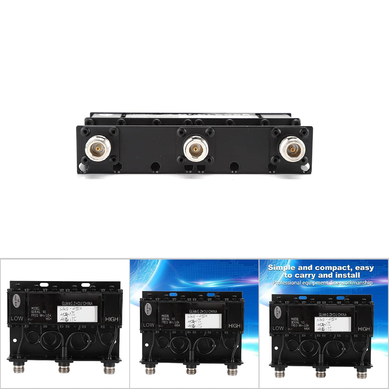 10W UHF 6 Cavity Duplexer TX 454.175MHz RX 464.175MHz - N Connector Radio Repeater for Wireless Communication - Signal Booster for Two-Way Radios, Ham Radio & Commercial Use