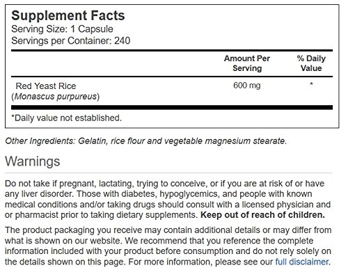 Vitacost Red Yeast Rice Supplement 600mg - 240 Capsules for Cholesterol Support & Heart Health - Supports Healthy Circulation & Cardiovascular Function