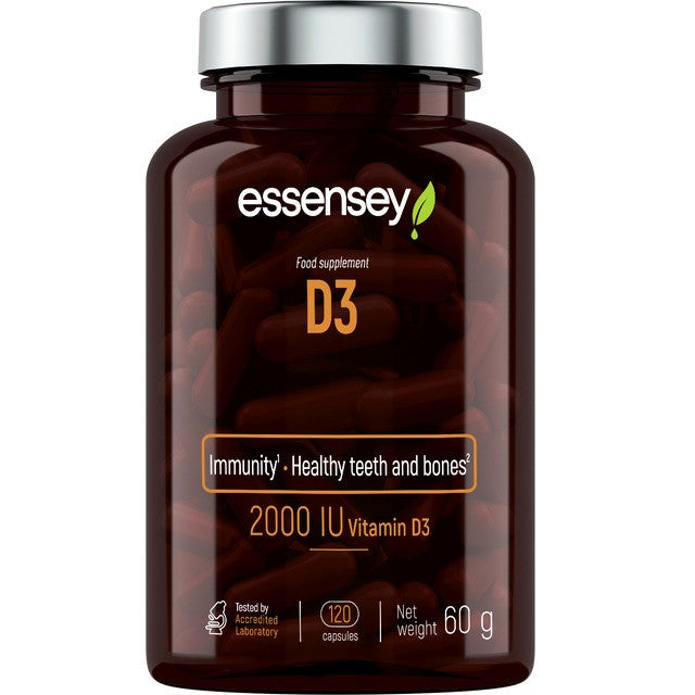 Essensey Vitamin D3 120 Capsules - Supports Immune System & Bone Health - Perfect for Daily Wellness & Immune Boost