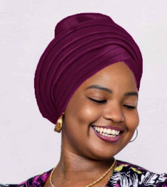 Dupsie's Amahle Deep Purple African Head Wrap Hat - Stylish & Comfortable Turban for Women | Perfect for Church, Weddings, Parties & Everyday Wear