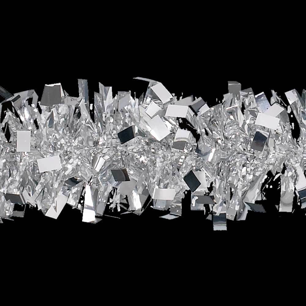 15' Fantasy Snowy Silver Tinsel Christmas Garland - Sparkling Holiday Decor for Tree, Mantel & Home Decoration