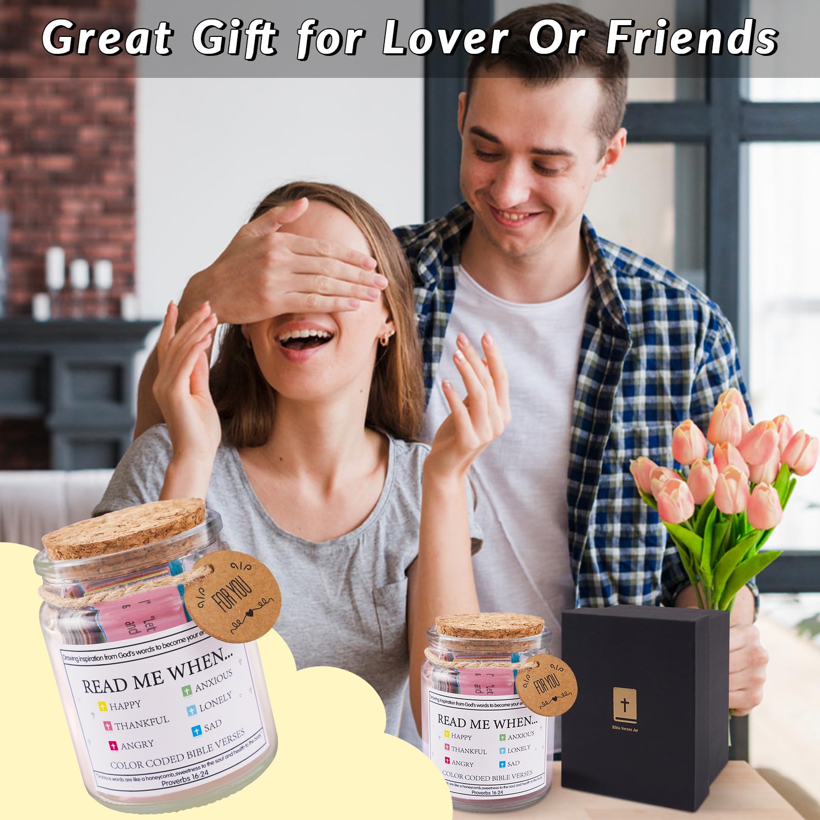 INCAFLINT Bible Verses Jar with Keychain - Christian Gift for Christmas, Graduation